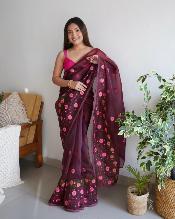 Vamsee Annie Chocolate Georgette Saree Online now