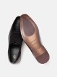 House of Pataudi Men Black Handcrafted Leather Formal Brogues For Cheap