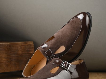 House of Pataudi Men Round Toe Formal Monk Shoes For Cheap