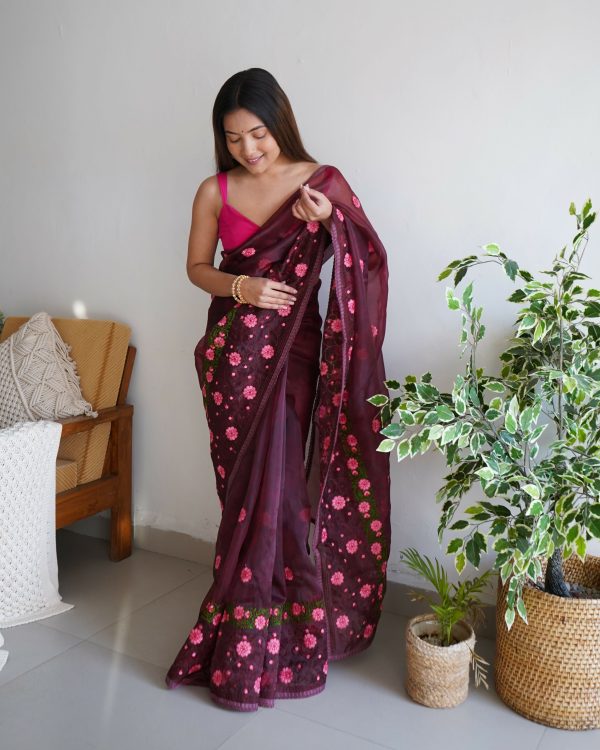 Vamsee Annie Chocolate Georgette Saree Online now