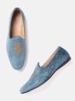 House of Pataudi Men Blue & Beige Embroidered Handcrafted Slip-Ons Online now