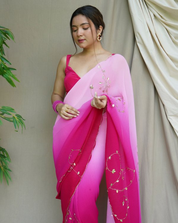 Vamsee Antara Pink Georgette Saree Online