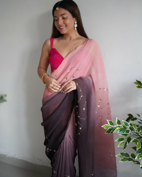 Vamsee Antara Brown Georgette Saree Online Sale