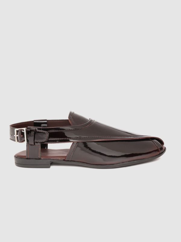 House of Pataudi Men Burgundy Shoe-Style Sandals Hot on Sale