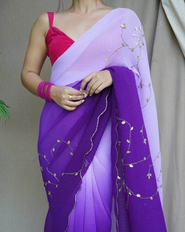 Vamsee Antara Purple Georgette Saree Cheap