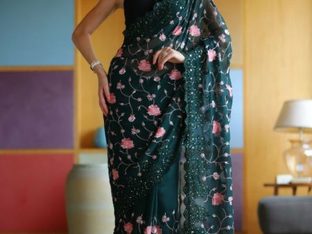 Vamsee Ashi Green Georgette Saree Online Sale