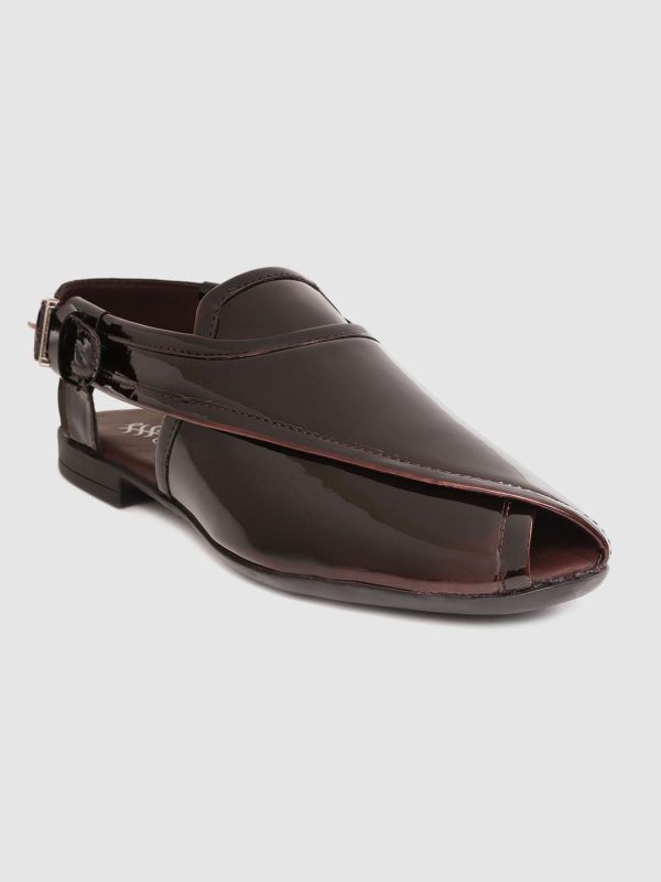 House of Pataudi Men Burgundy Shoe-Style Sandals Hot on Sale