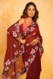 Vamsee Annie Maroon Georgette Silk Saree For Sale