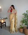 Vamsee Damini Yellow Gold Tebi Silk Saree For Sale