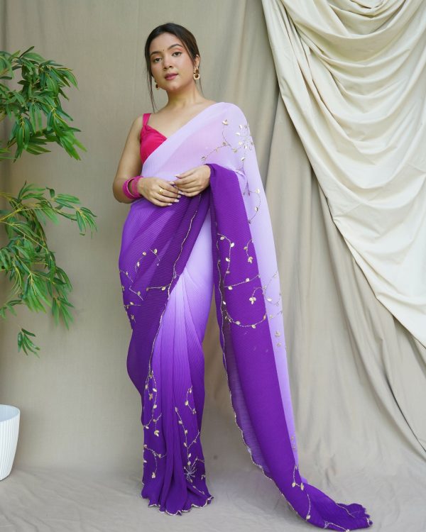 Vamsee Antara Purple Georgette Saree Cheap