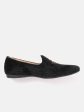 House of Pataudi Men Black & Beige Woven Design Handcrafted Slip-Ons Fashion