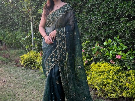 Vamsee Aaisa Green Organza Saree Online