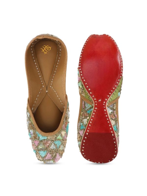 House of Pataudi Women Embellished Mojaris Flats Cheap