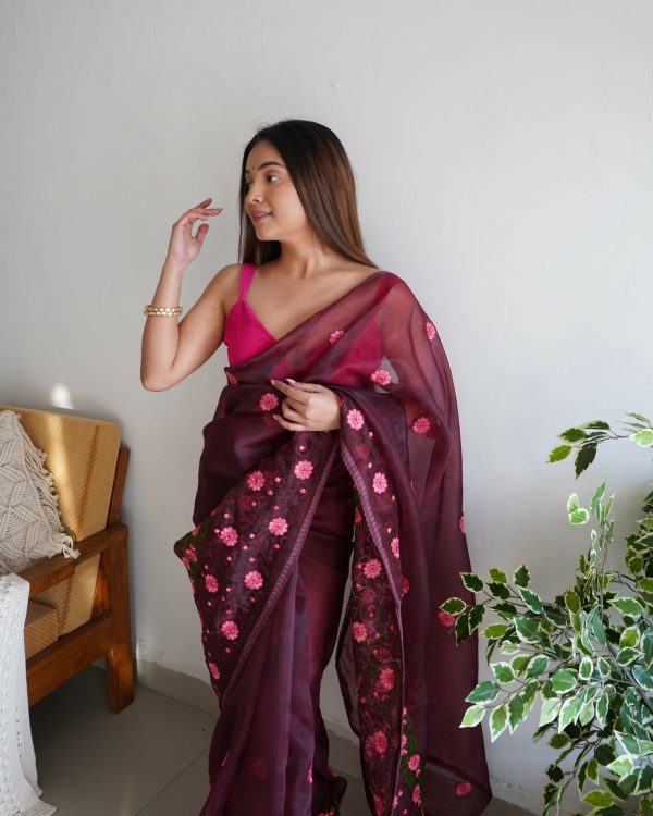 Vamsee Annie Chocolate Georgette Saree Online now