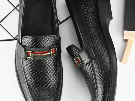 House of Pataudi Men leather Textured Formal Loafers For Sale